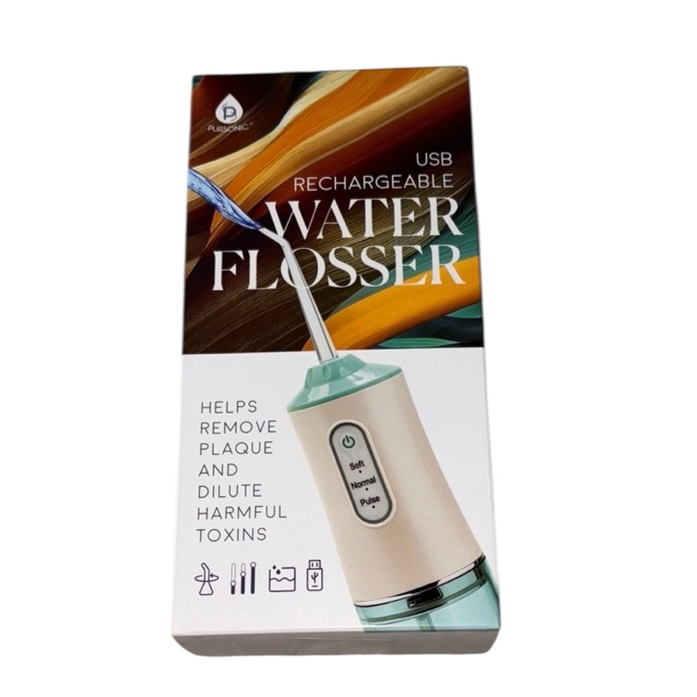 Pursonic USB Rechargeable Water Flosser - Cream and Mint NEW